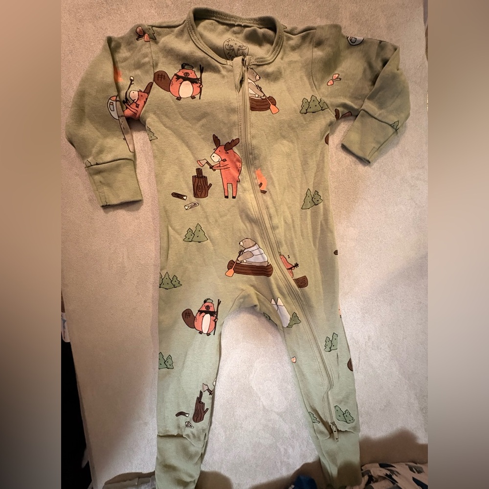 Mint condition Green Kids One Piece with Animal Print